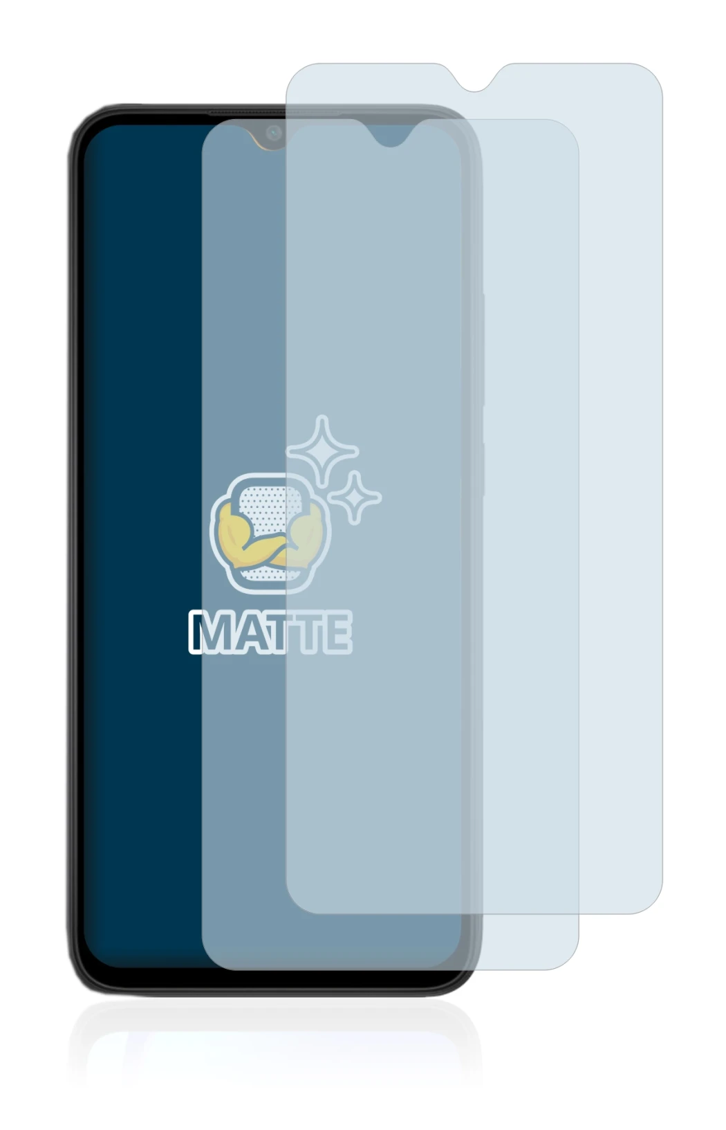 Abbildung des Geräts Xiaomi Redmi 9C NFC mit einer Vielzahl des Displayschutzes.