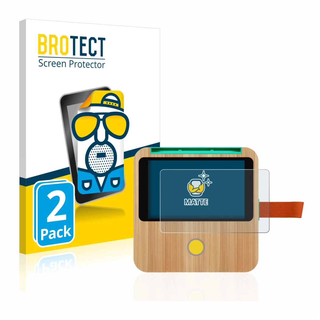 Vorderseite einer Produktverpackung mit dem Markenlogo BROTECT. Daneben ist das Gerät tigerbox Touch mit dem zugehörigen Displ