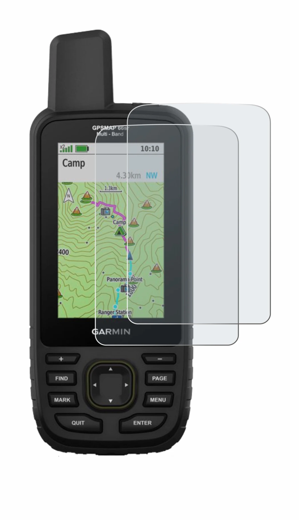 Abbildung des Geräts Garmin GPSMAP 66sr mit einer Vielzahl des Displayschutzes.