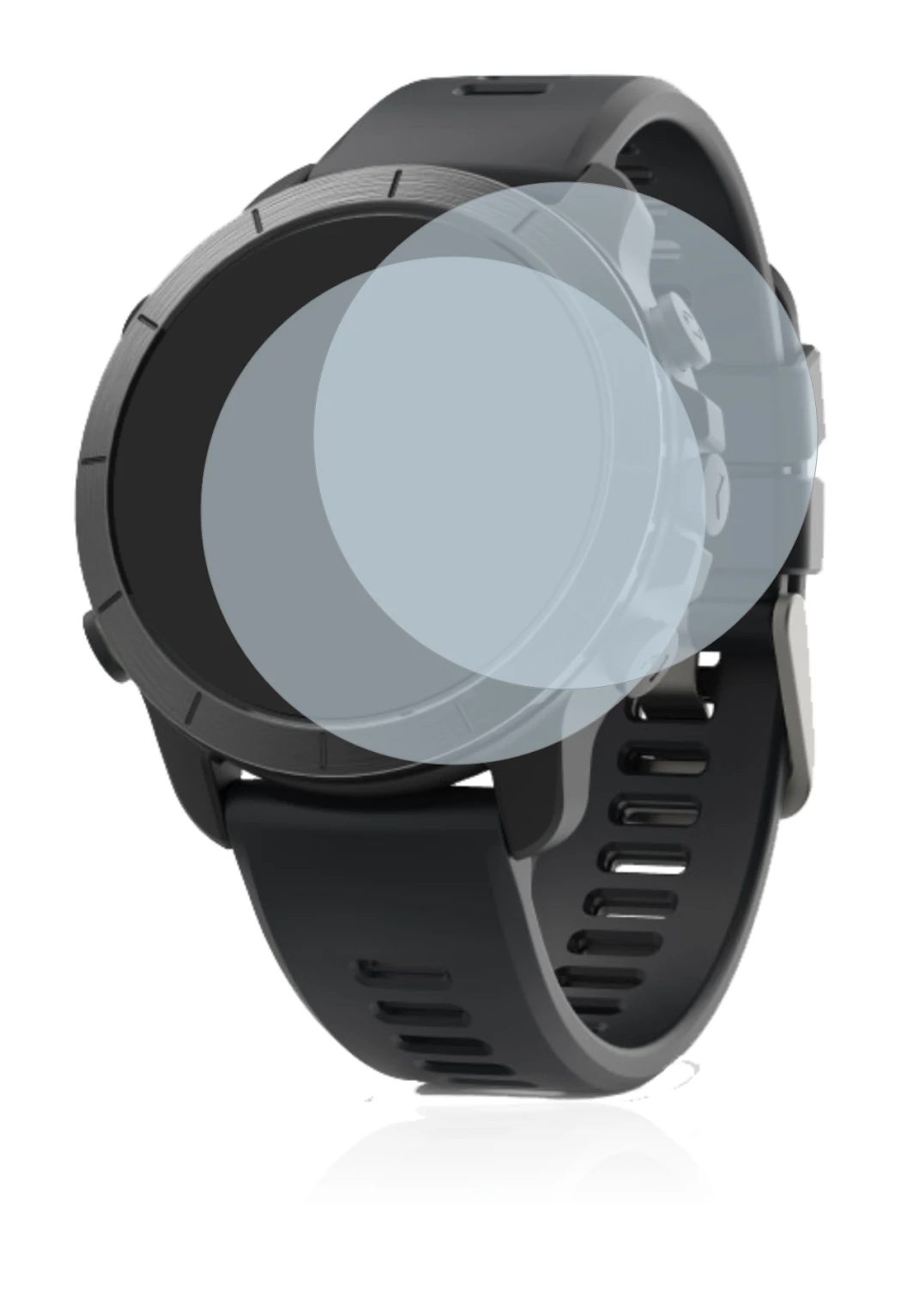 Abbildung des Geräts Wahoo Elemnt Rival mit einer Vielzahl des Displayschutzes.