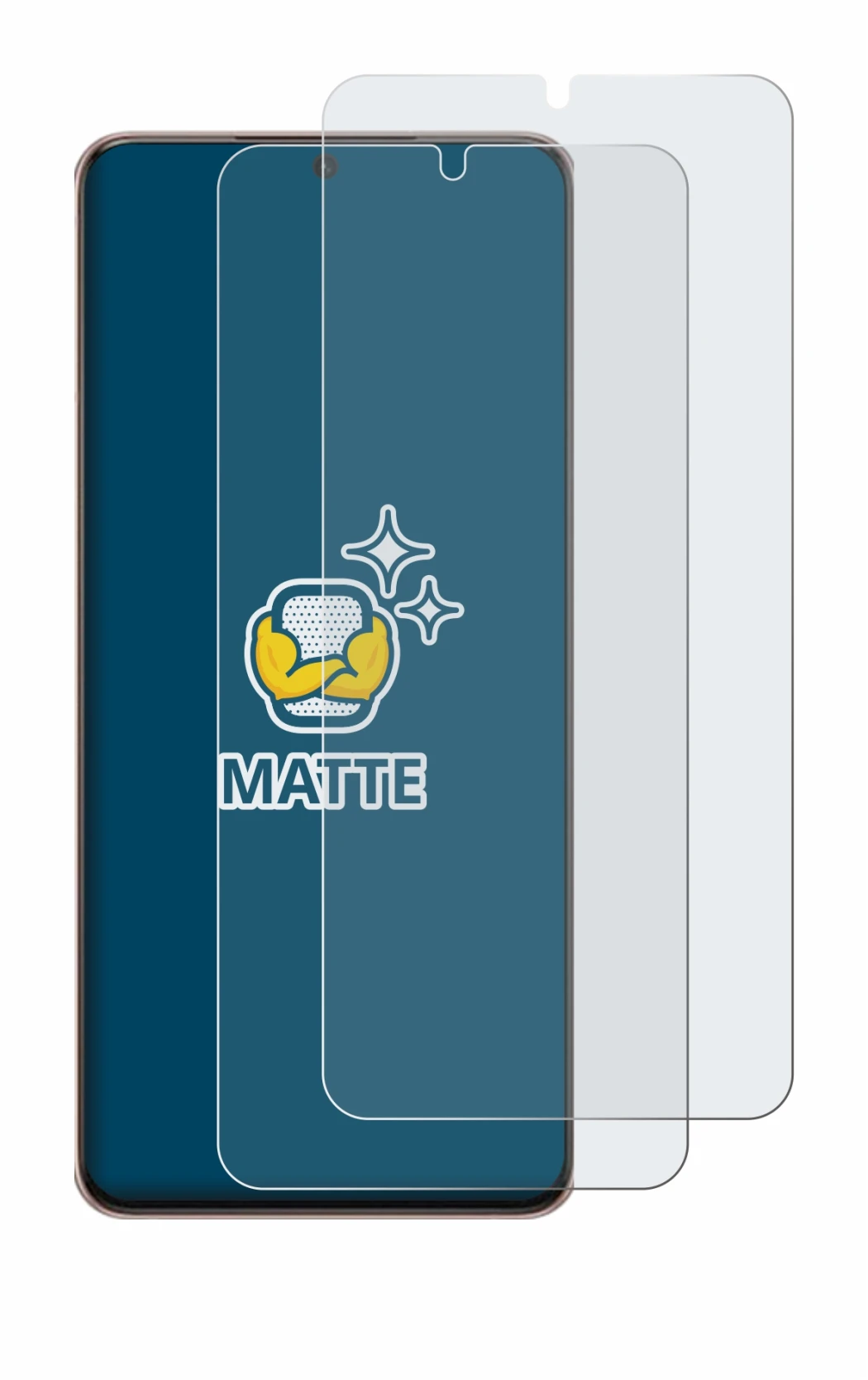 Abbildung des Geräts Samsung Galaxy S21 Plus 5G mit einer Vielzahl des Displayschutzes.