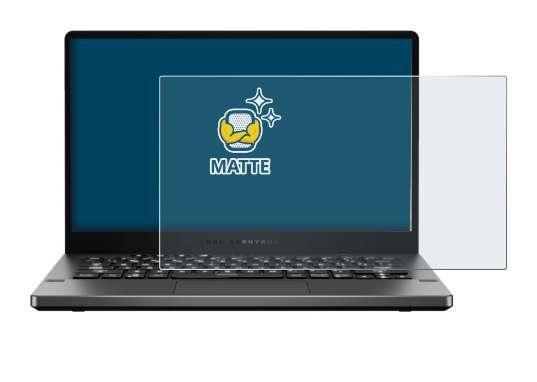 Abbildung des Geräts ASUS ROG Zephyrus G14 GA401 mit einer Vielzahl des Displayschutzes.