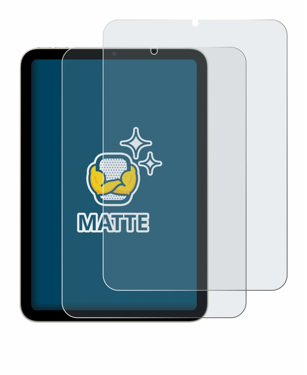 Abbildung des Geräts Apple iPad Mini 6 WiFi 2021 mit einer Vielzahl des Displayschutzes.