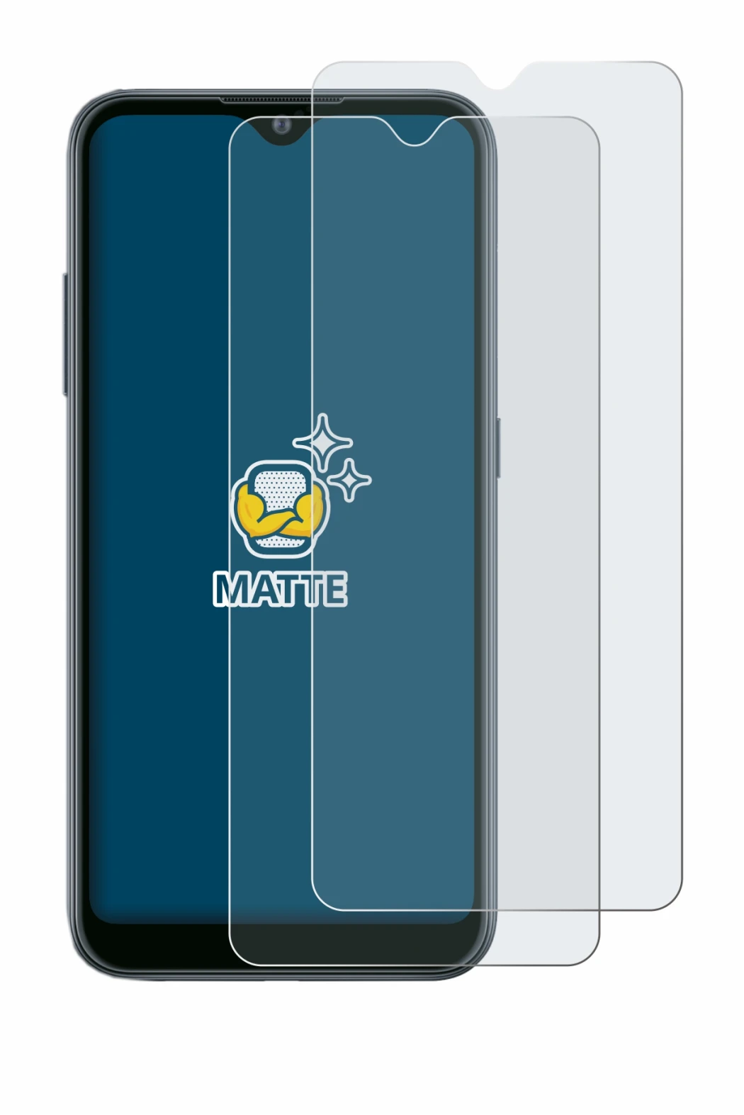 Abbildung des Geräts Samsung Galaxy A02 mit einer Vielzahl des Displayschutzes.