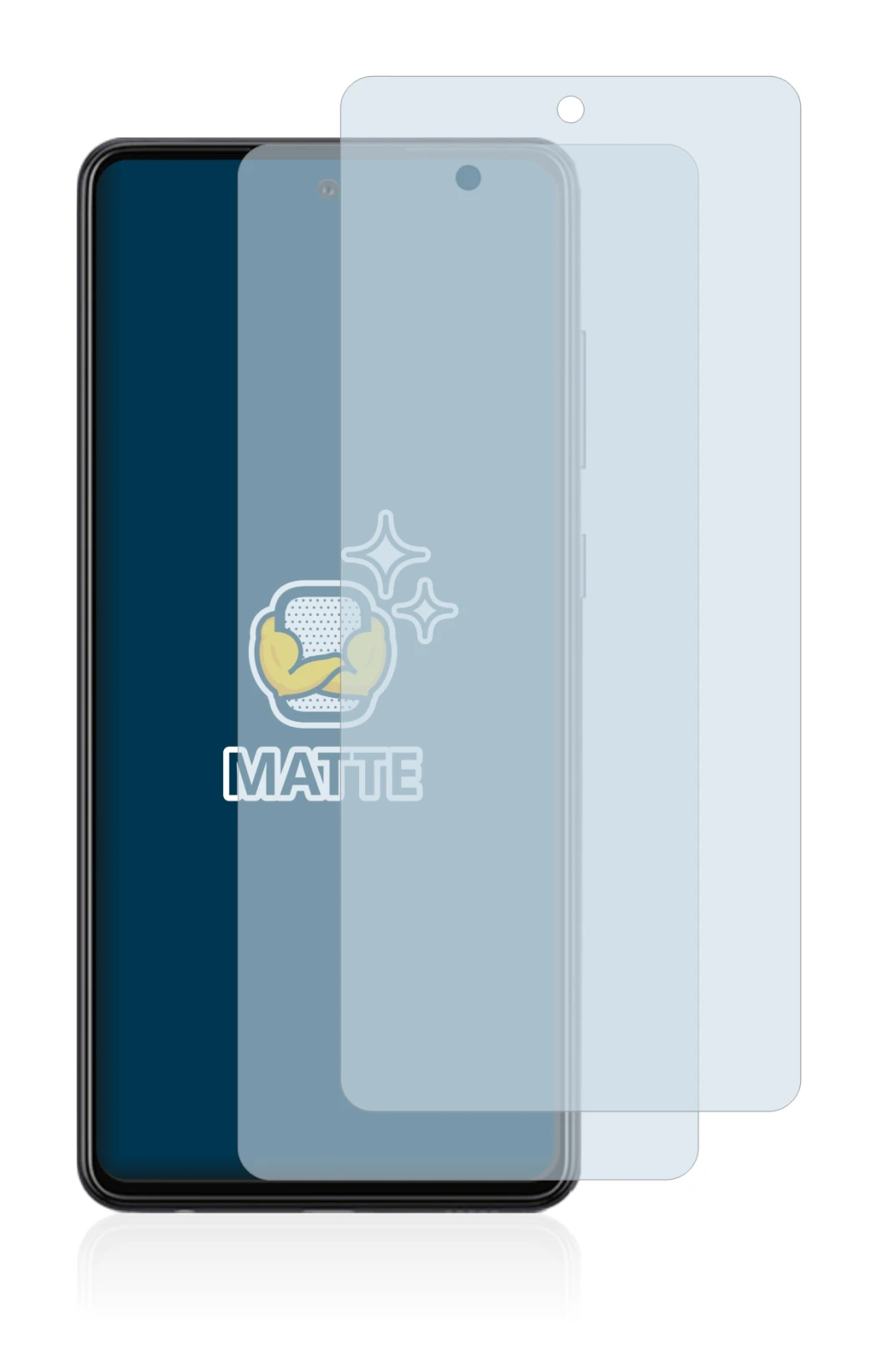 Abbildung des Geräts Samsung Galaxy A72 mit einer Vielzahl des Displayschutzes.