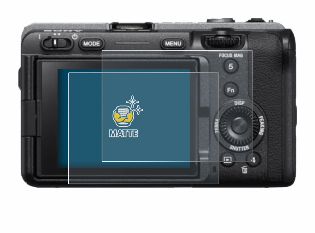 Abbildung des Geräts Sony FX3 mit einer Vielzahl des Displayschutzes.