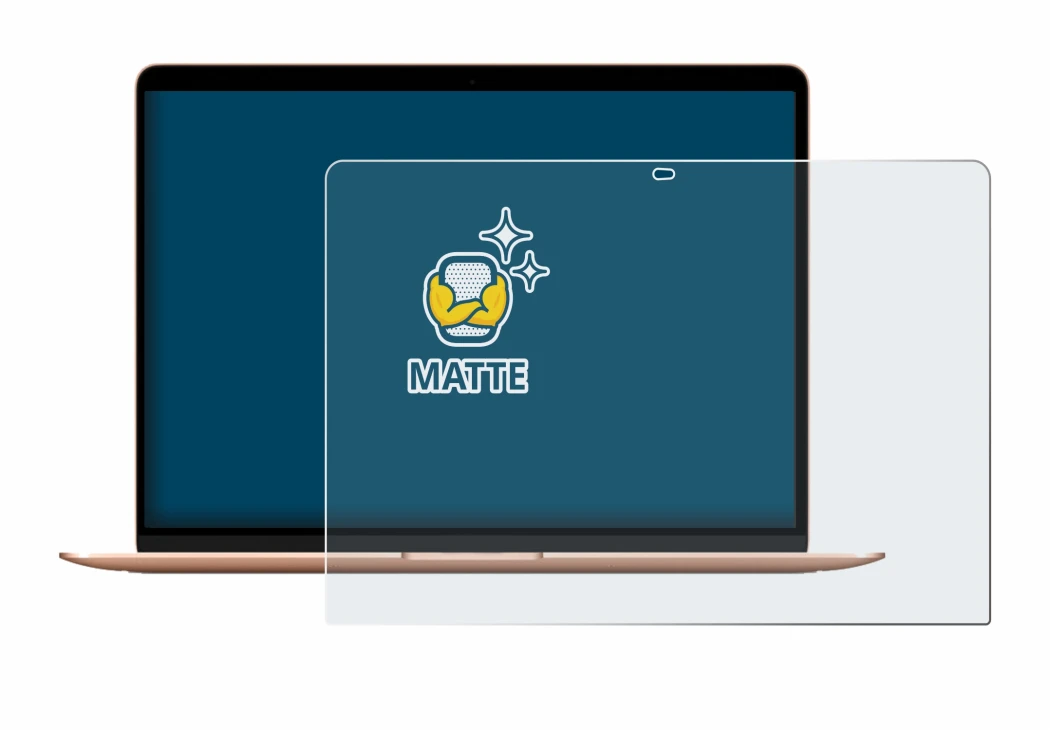 Abbildung des Geräts Apple MacBook Air M1 2020 mit einer Vielzahl des Displayschutzes.