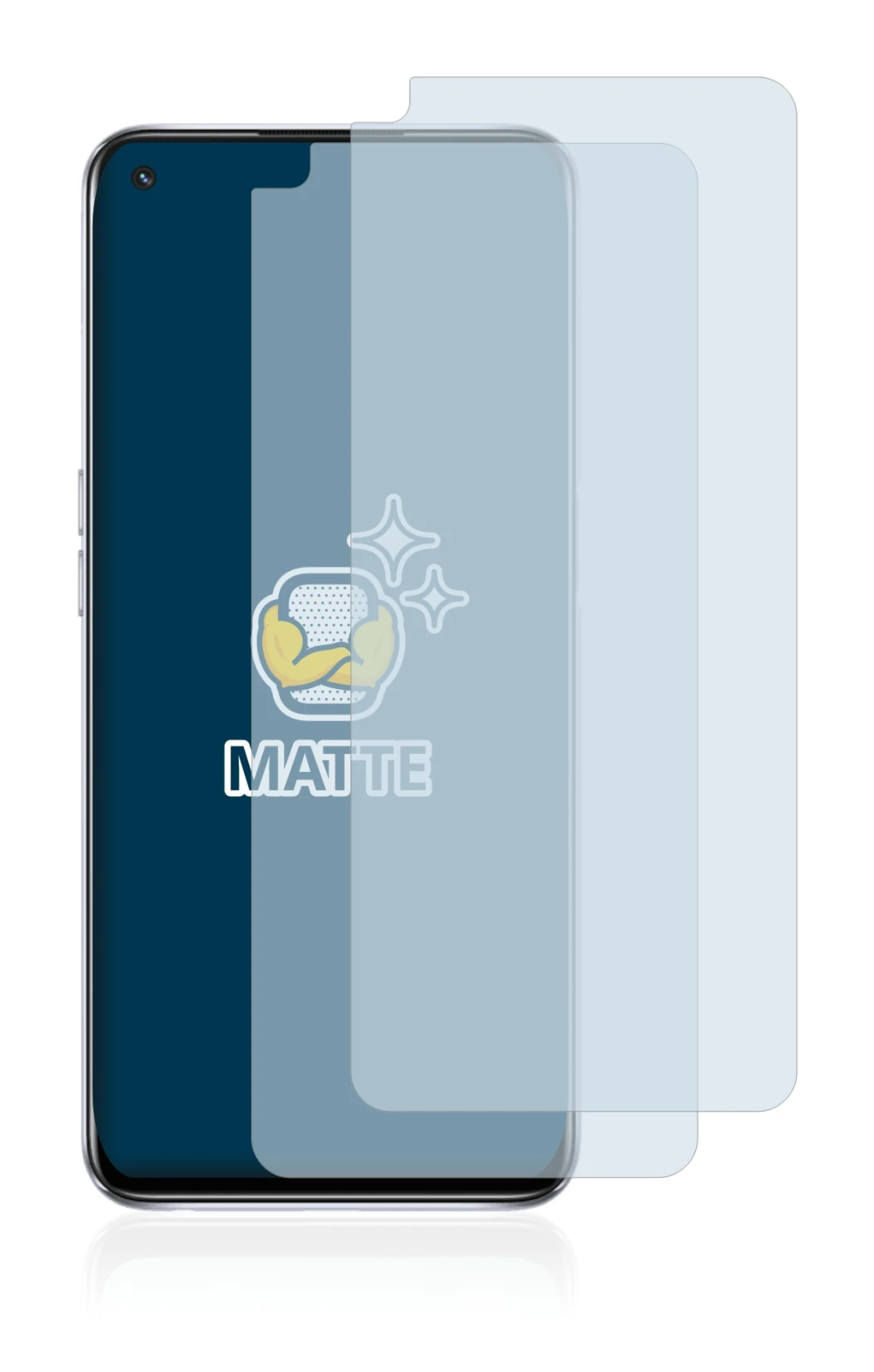 Abbildung des Geräts Oppo A54 5G mit einer Vielzahl des Displayschutzes.