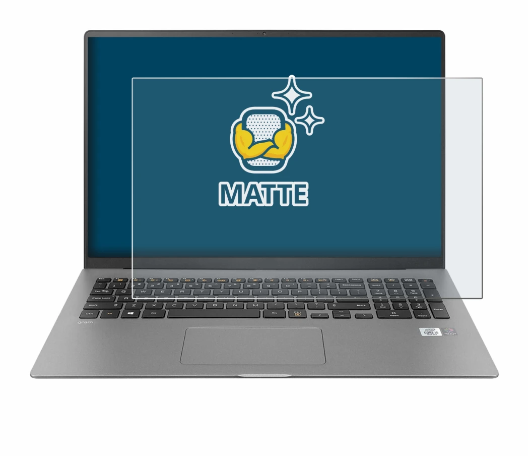 Abbildung des Geräts LG gram 17'' 2021 mit einer Vielzahl des Displayschutzes.