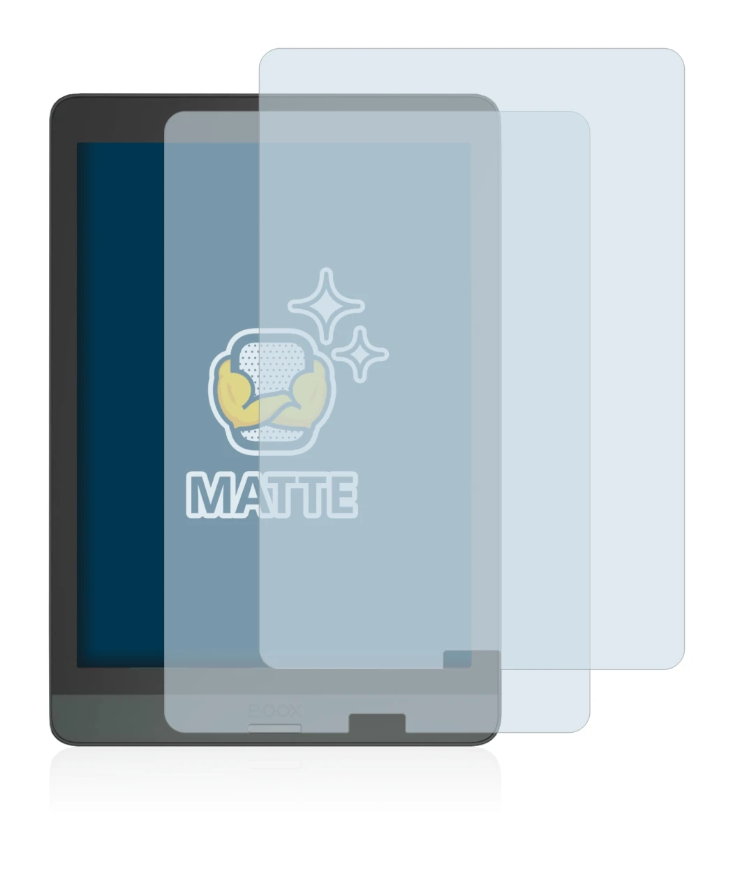 Abbildung des Geräts Boox Nova 3 mit einer Vielzahl des Displayschutzes.