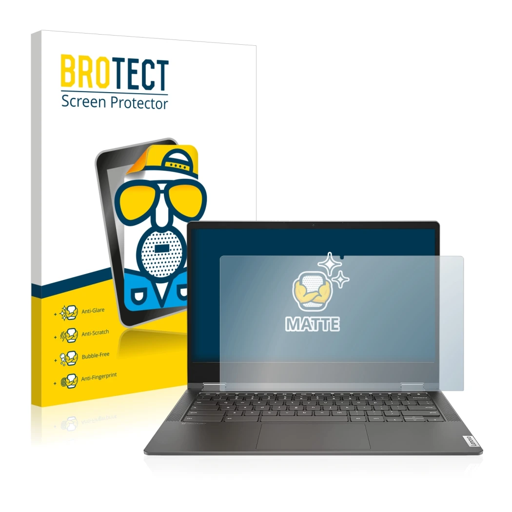 Vorderseite einer Produktverpackung mit dem Markenlogo BROTECT. Daneben ist das Gerät Lenovo IdeaPad Flex 5i 13.3