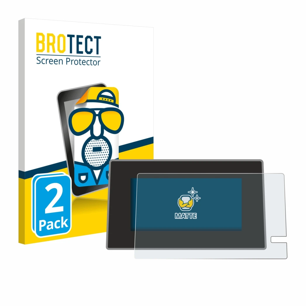 Vorderseite einer Produktverpackung mit dem Markenlogo BROTECT. Daneben ist das Gerät Renault Trafic 2021 Easy Link 8