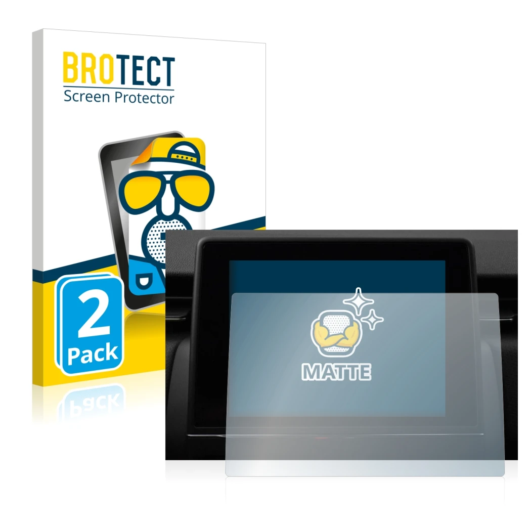 Vorderseite einer Produktverpackung mit dem Markenlogo BROTECT. Daneben ist das Gerät Renault Captur Easy Link 7