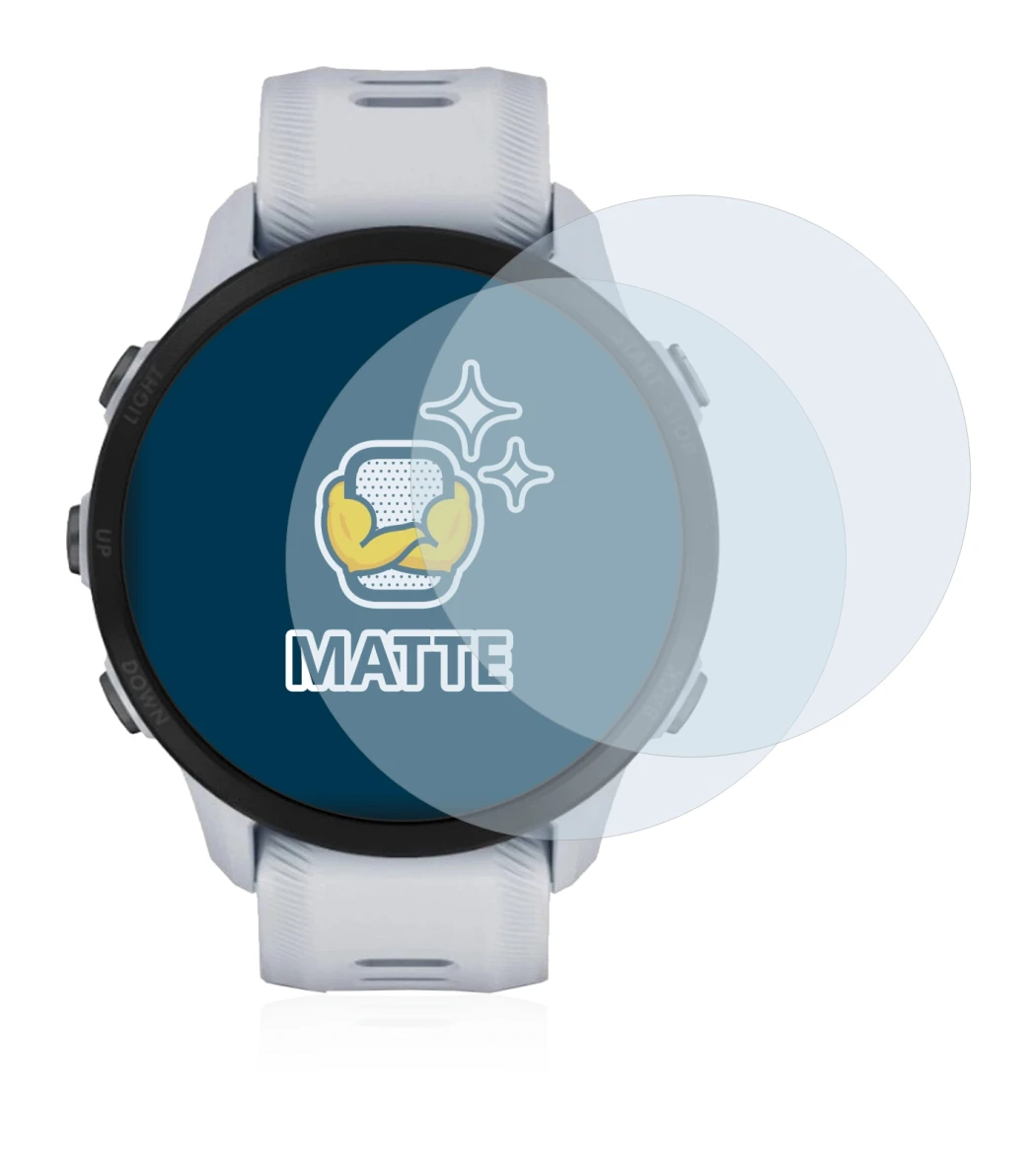 Abbildung des Geräts Garmin Forerunner 955 mit einer Vielzahl des Displayschutzes.