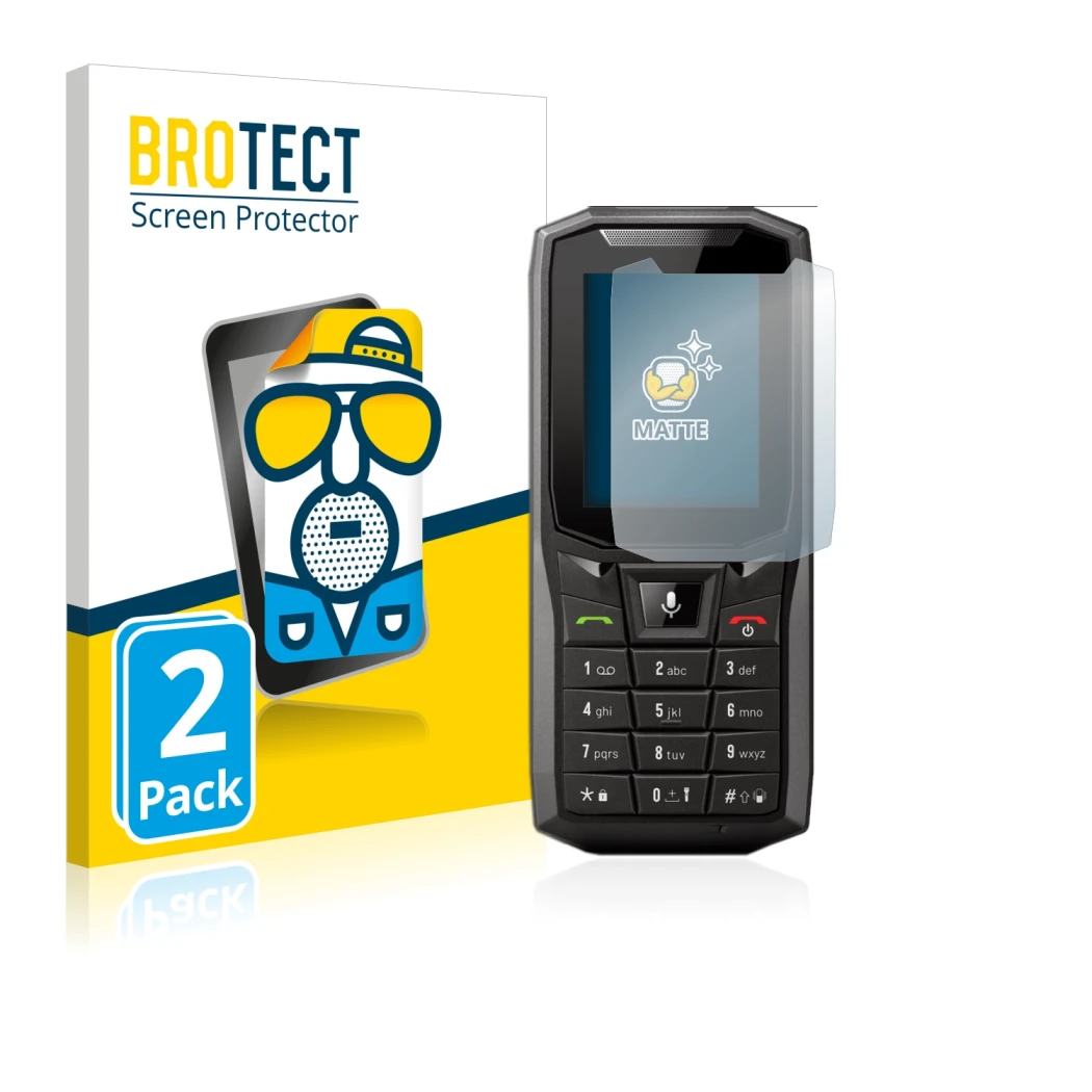 Vorderseite einer Produktverpackung mit dem Markenlogo BROTECT. Daneben ist das Gerät Crosscall Core-S4 mit dem zugehörigen Di