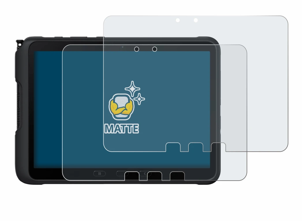 Abbildung des Geräts Samsung Galaxy Tab Active 4 Pro mit einer Vielzahl des Displayschutzes.