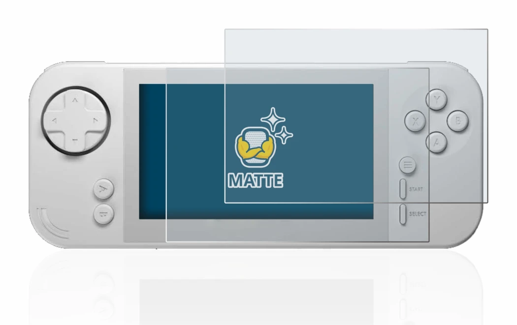 Abbildung des Geräts Evercade EXP mit einer Vielzahl des Displayschutzes.