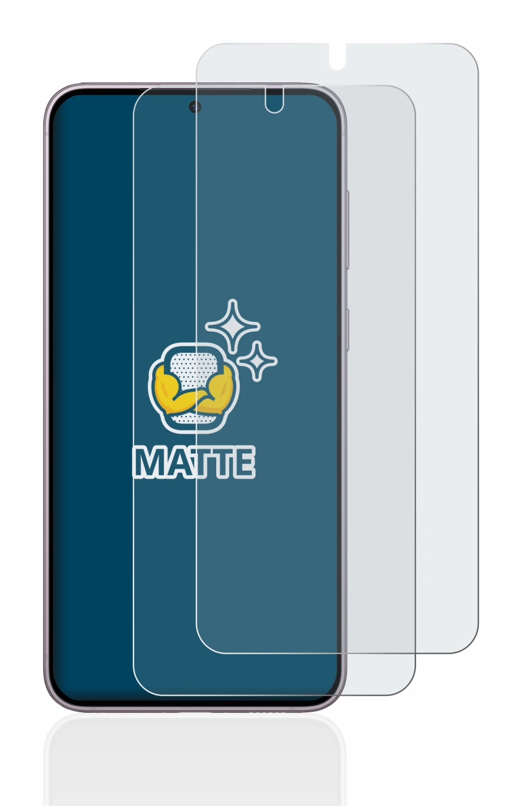 Abbildung des Geräts Samsung Galaxy S23 mit einer Vielzahl des Displayschutzes.