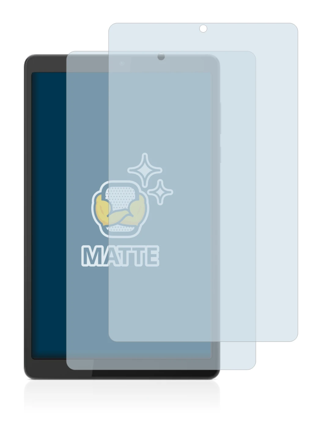 Abbildung des Geräts Lenovo Tab M8 (4. Gen.) mit einer Vielzahl des Displayschutzes.