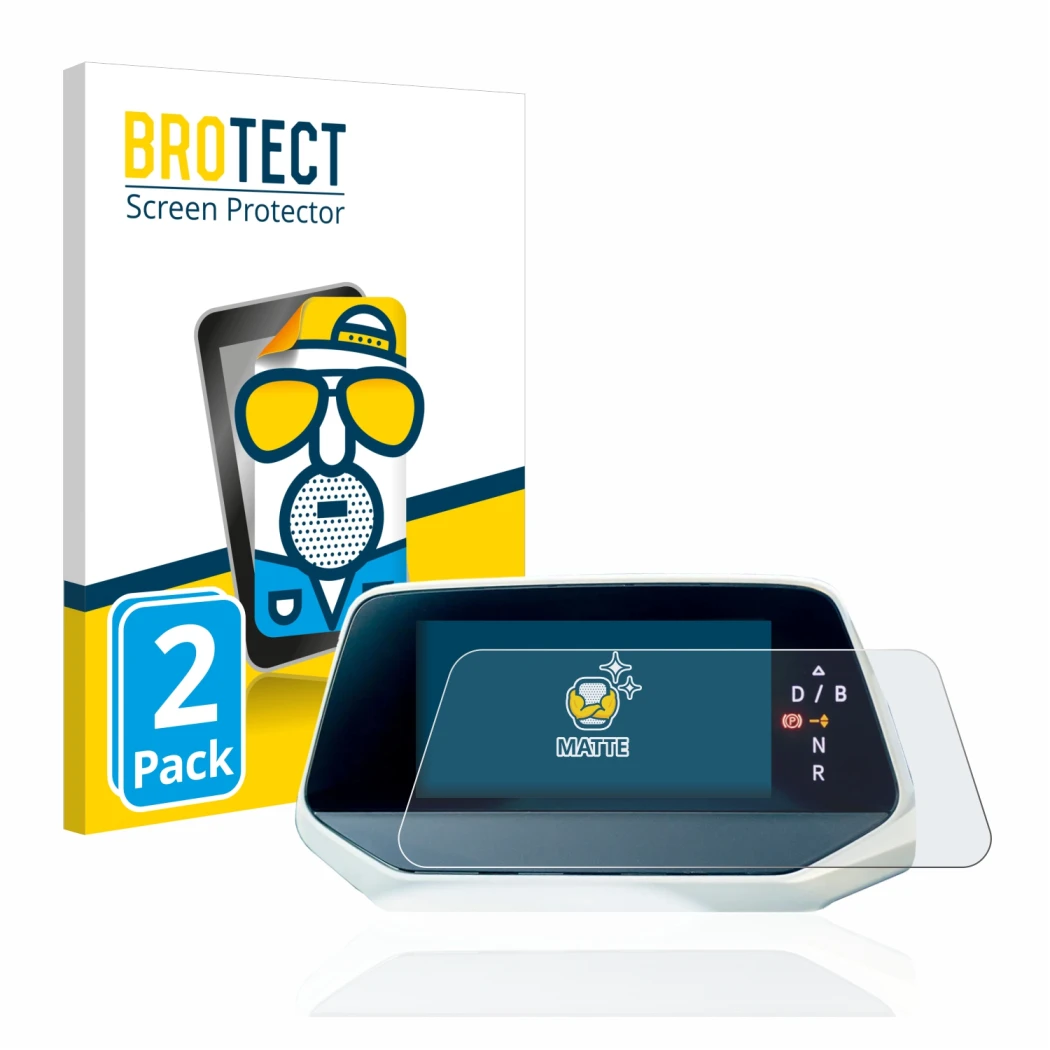 Vorderseite einer Produktverpackung mit dem Markenlogo BROTECT. Daneben ist das Gerät Volkswagen ID.4 Digitalcockpit mit dem z