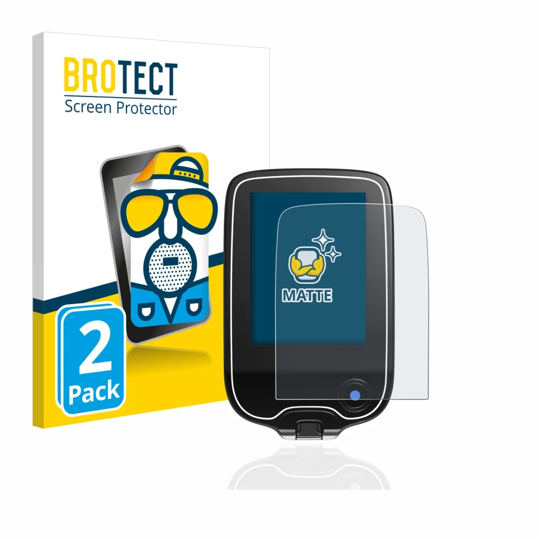 Vorderseite einer Produktverpackung mit dem Markenlogo BROTECT. Daneben ist das Gerät Freestyle Libre 3 mit dem zugehörigen Di