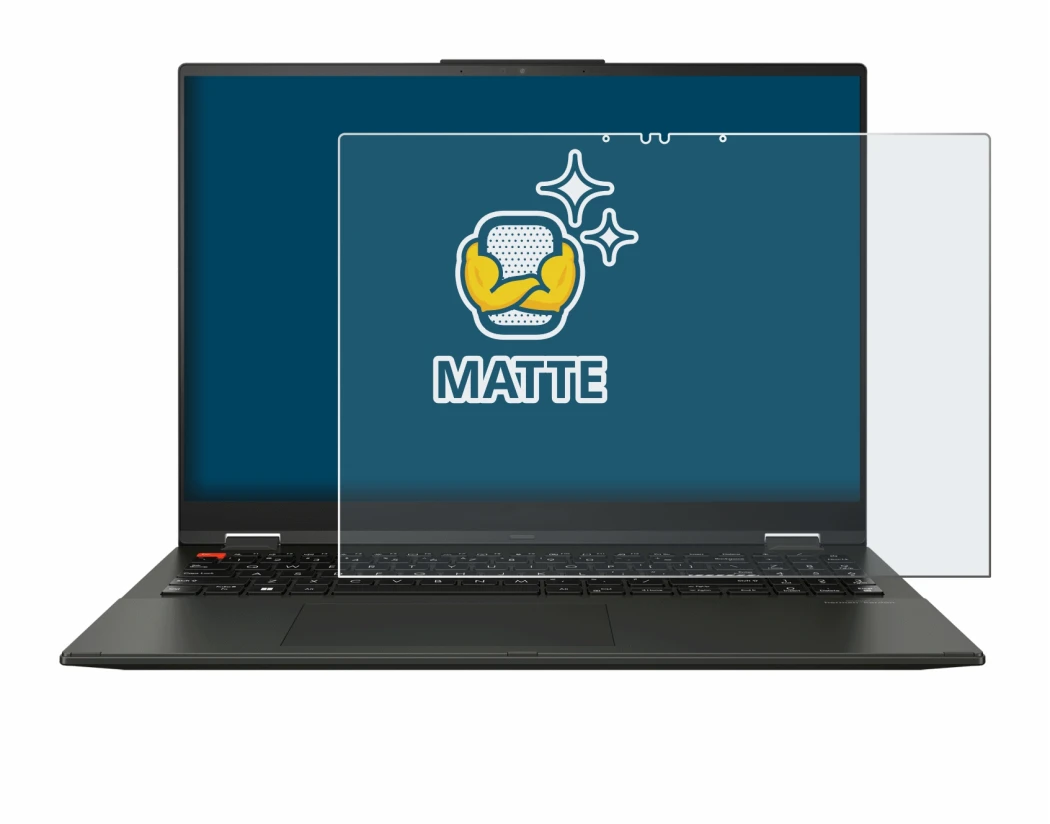 Abbildung des Geräts ASUS Vivobook S 16 Flip OLED TP3604 mit einer Vielzahl des Displayschutzes.