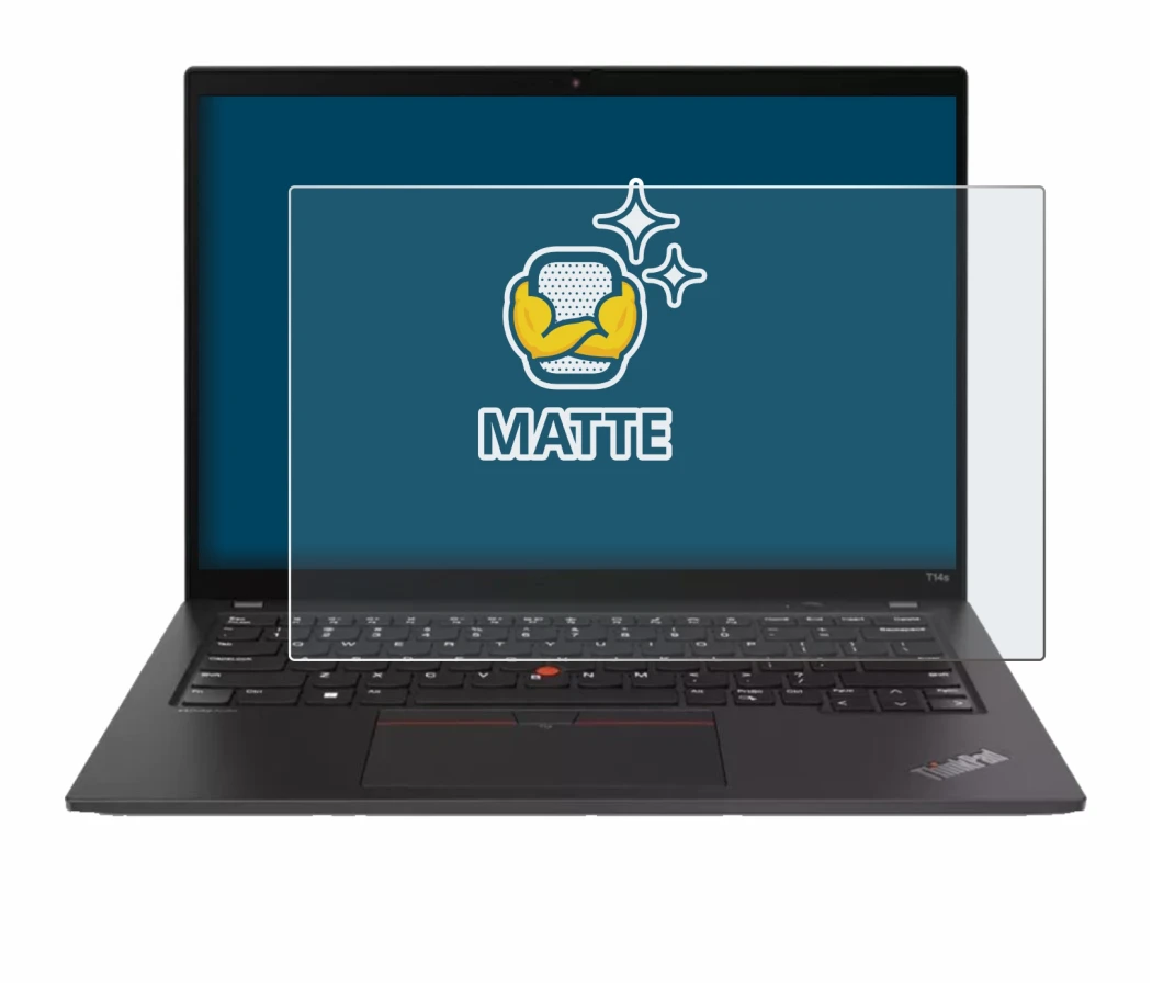 Abbildung des Geräts Lenovo ThinkPad T14s Gen 4 mit einer Vielzahl des Displayschutzes.