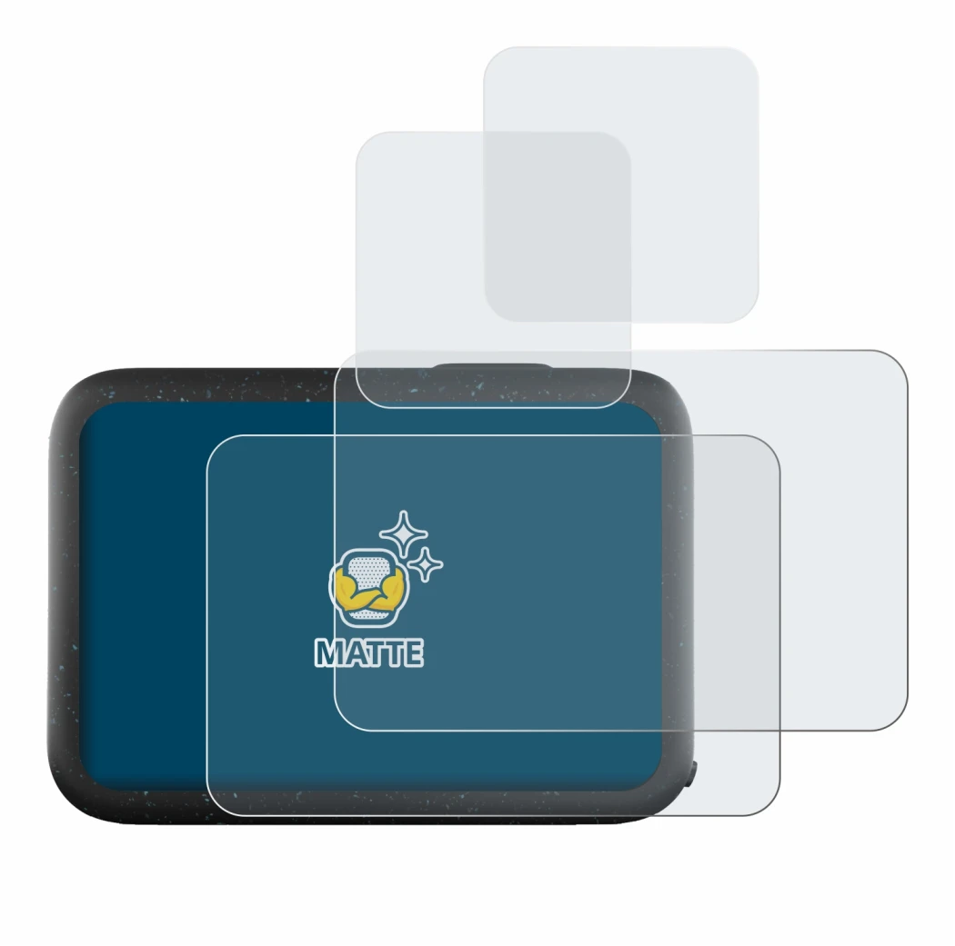 Abbildung des Geräts GoPro Hero 12 Black mit einer Vielzahl des Displayschutzes.