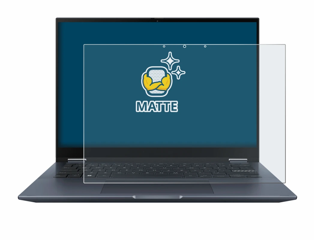 Abbildung des Geräts ASUS Vivobook S 14 Flip TP3402 mit einer Vielzahl des Displayschutzes.