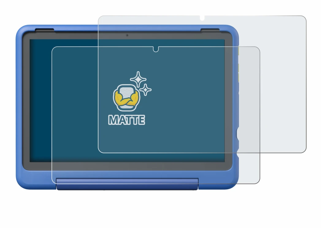Abbildung des Geräts Amazon Fire HD 10 Kids Pro 2023 mit einer Vielzahl des Displayschutzes.