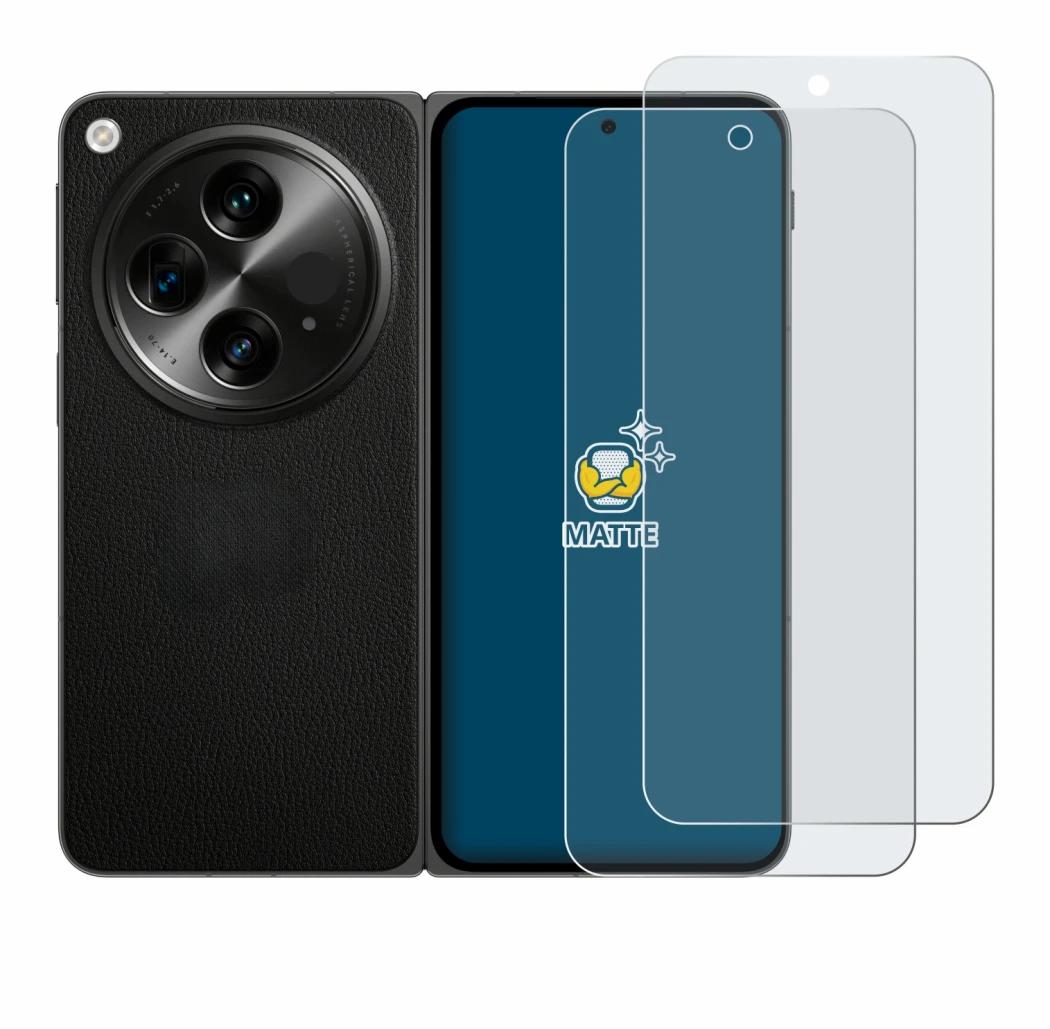 Abbildung des Geräts OnePlus Open mit einer Vielzahl des Displayschutzes.