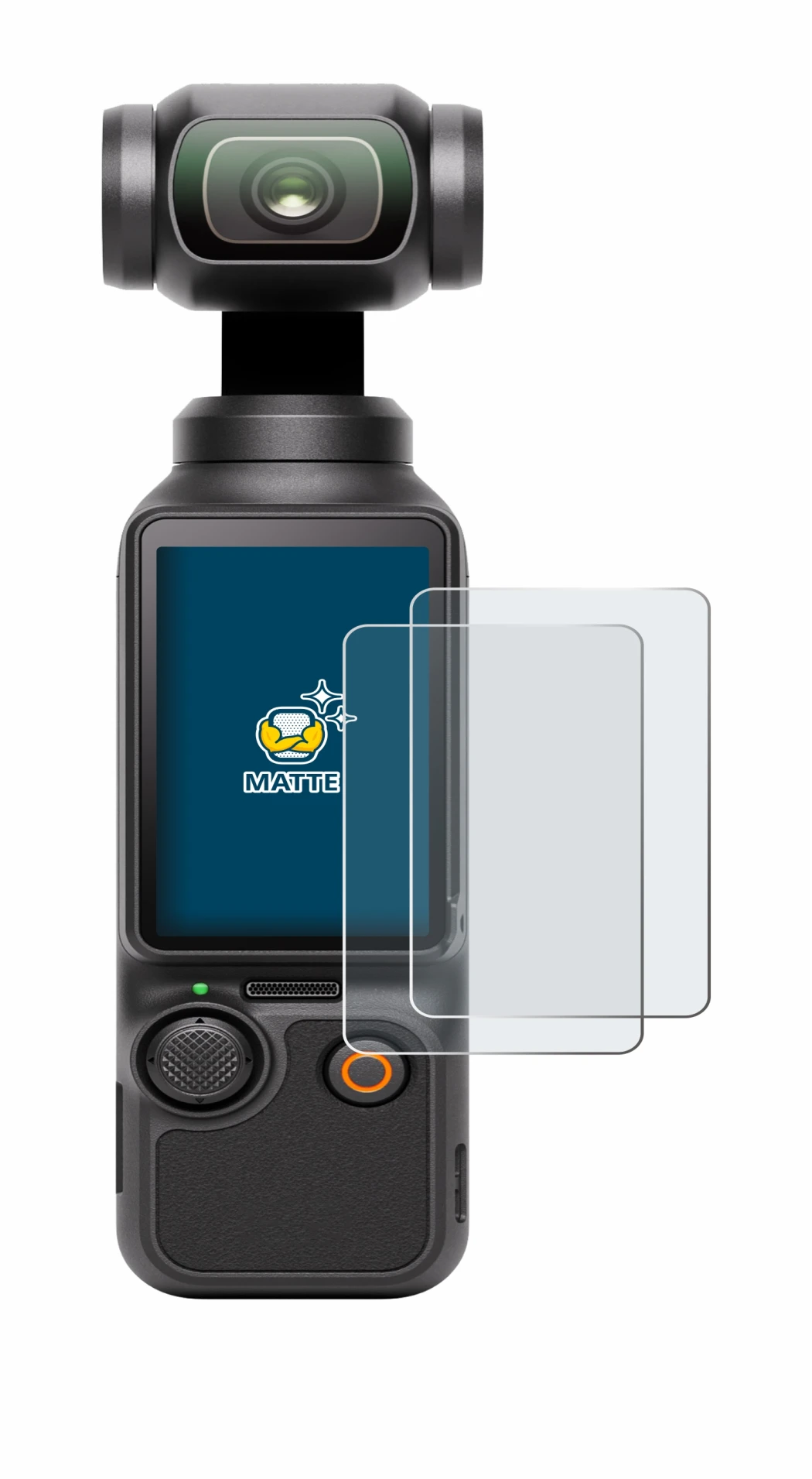 Abbildung des Geräts DJI Osmo Pocket 3 mit einer Vielzahl des Displayschutzes.