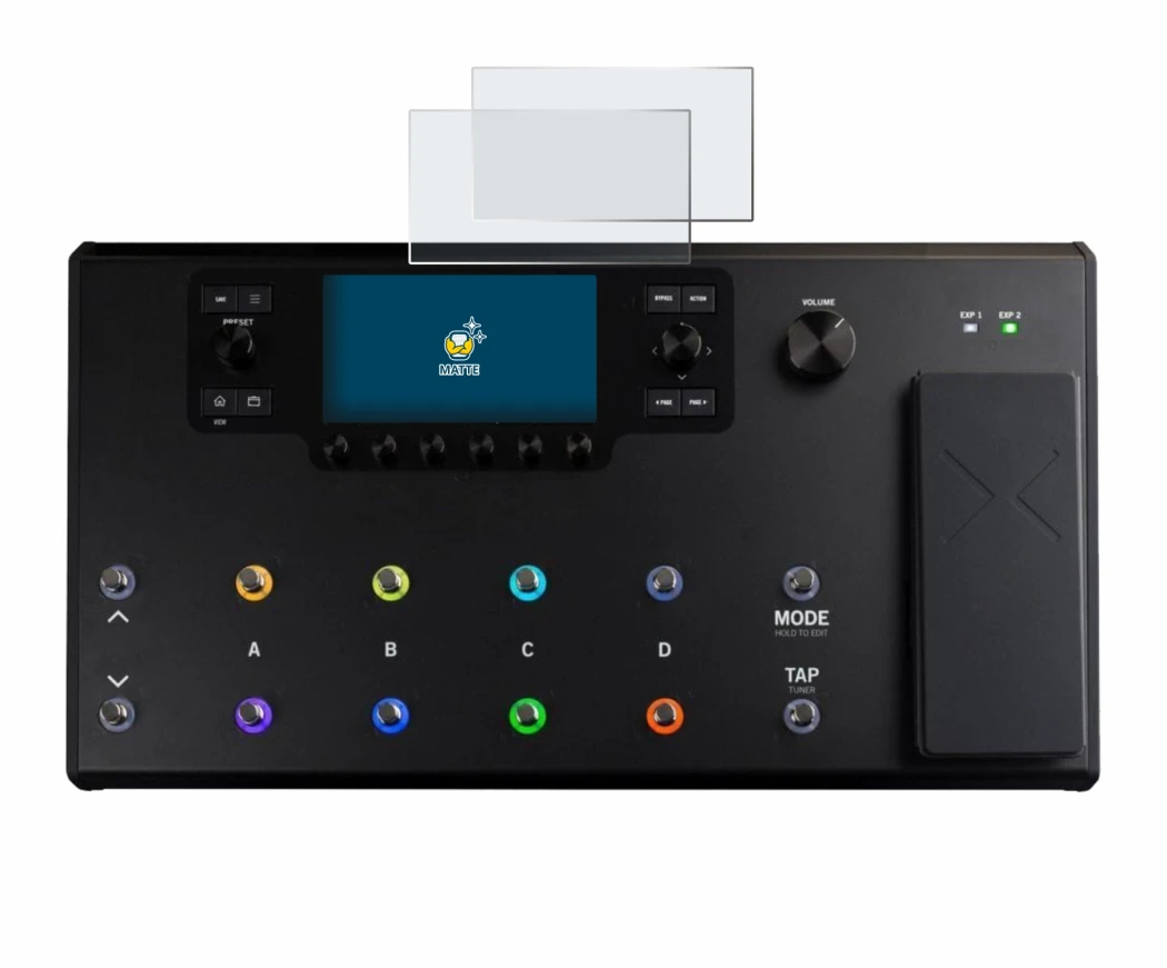 Abbildung des Geräts Line 6 Helix LT mit einer Vielzahl des Displayschutzes.