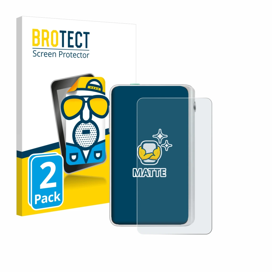 Vorderseite einer Produktverpackung mit dem Markenlogo BROTECT. Daneben ist das Gerät Timekettle Fluentalk T1 Mini mit dem zug