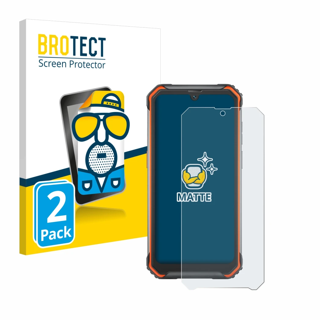 Vorderseite einer Produktverpackung mit dem Markenlogo BROTECT. Daneben ist das Gerät Blackview BV7200 mit dem zugehörigen Dis