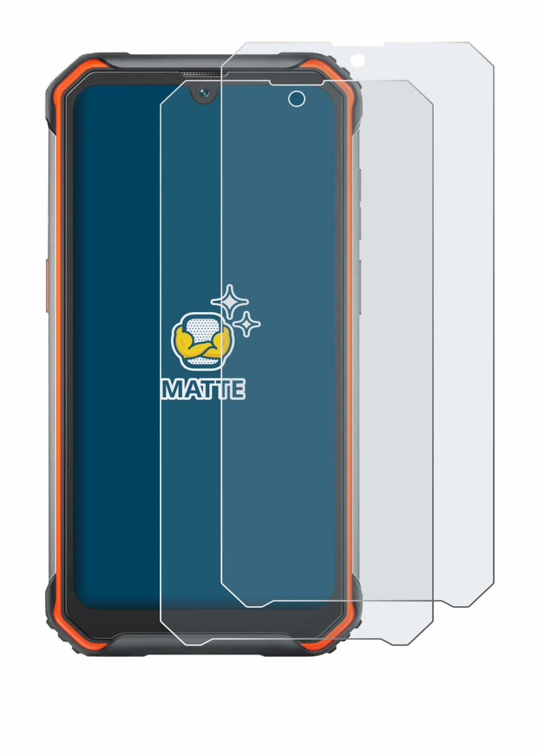 Abbildung des Geräts Blackview BV7200 mit einer Vielzahl des Displayschutzes.