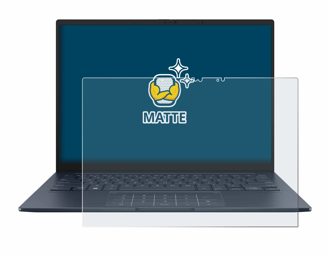 Abbildung des Geräts ASUS ZenBook 14 OLED UX3405 Touch mit einer Vielzahl des Displayschutzes.