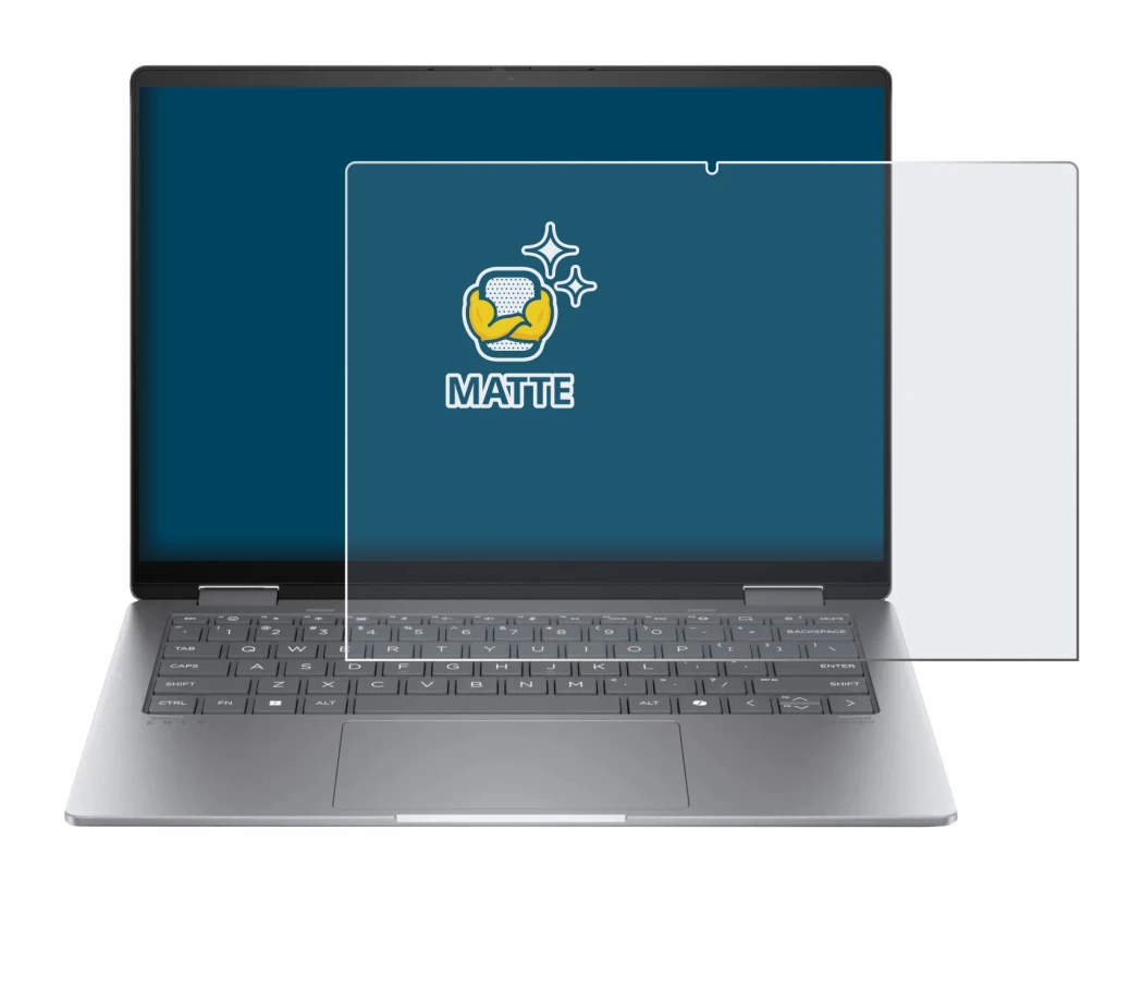 Abbildung des Geräts HP Envy x360 14 2-in-1 mit einer Vielzahl des Displayschutzes.