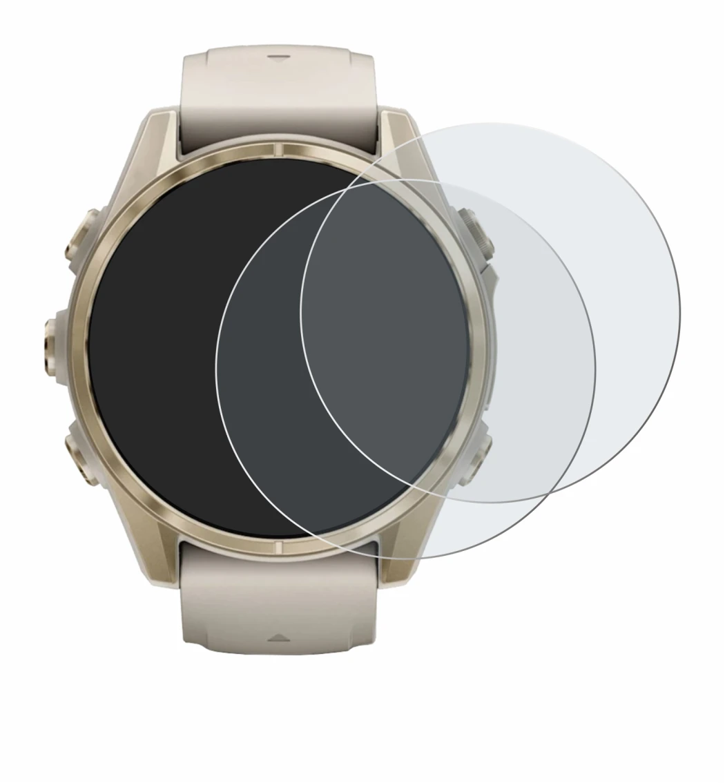 Abbildung des Geräts Garmin Fenix 8 (43 mm) mit einer Vielzahl des Displayschutzes.