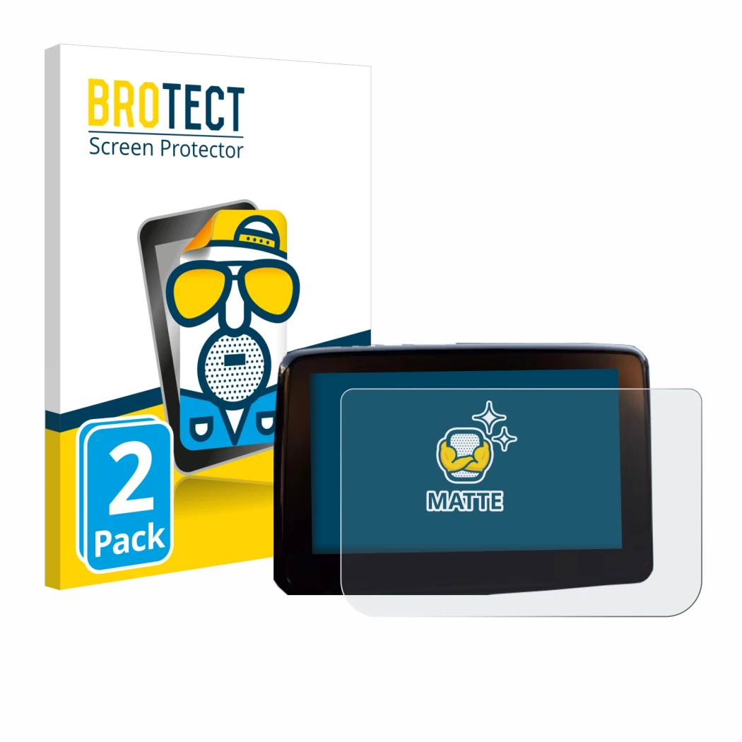 Vorderseite einer Produktverpackung mit dem Markenlogo BROTECT. Daneben ist das Gerät Mazda 2 BJ 2024 mit dem zugehörigen Disp