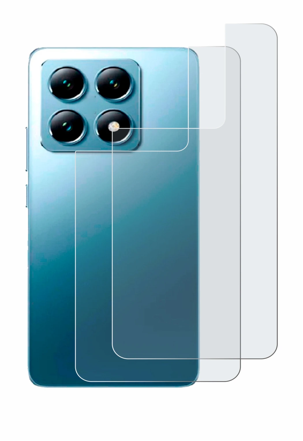 Abbildung des Geräts Xiaomi 14T (Rückseite) mit einer Vielzahl des Displayschutzes.