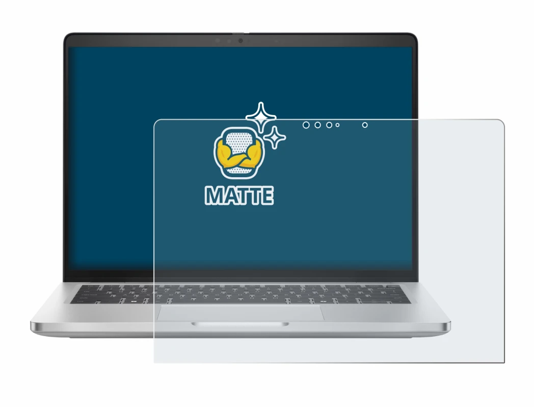 Abbildung des Geräts Dell Pro 14 Plus 2-in-1 PB14250 mit einer Vielzahl des Displayschutzes.