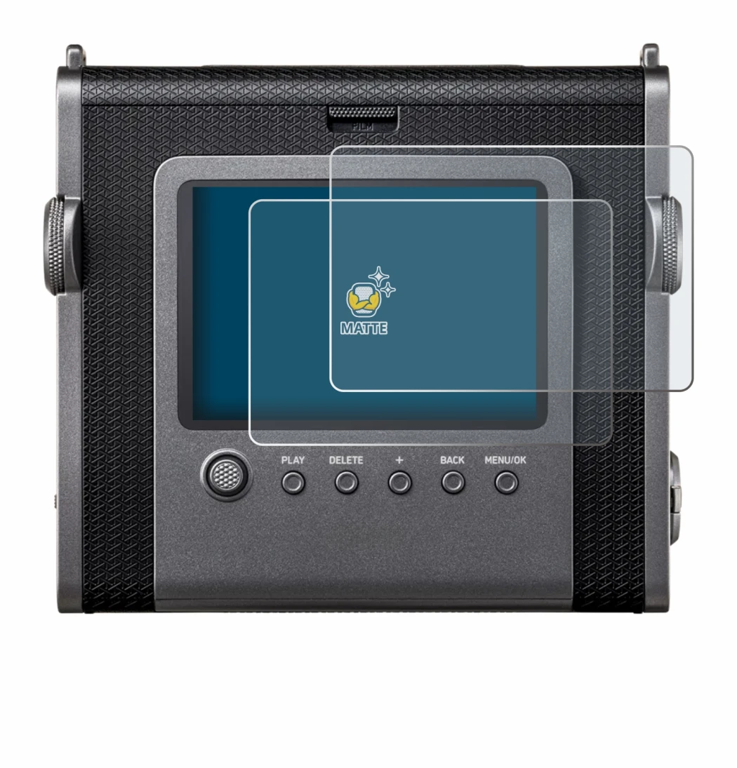 Abbildung des Geräts Fujifilm Instax Wide Evo mit einer Vielzahl des Displayschutzes.