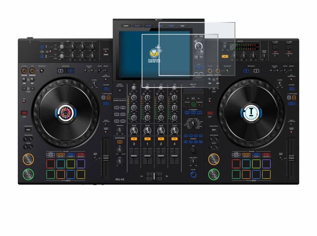 Abbildung des Geräts Pioneer XDJ-AZ mit einer Vielzahl des Displayschutzes.