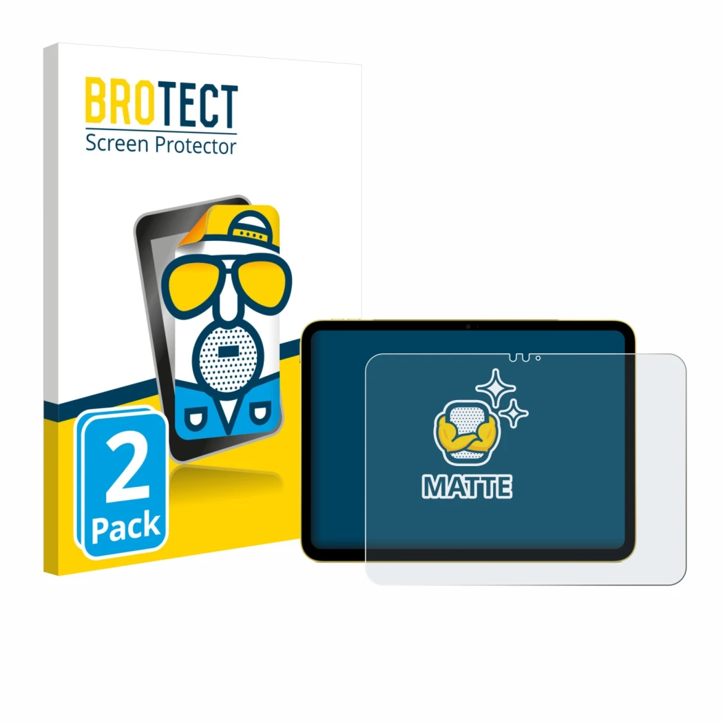 Vorderseite einer Produktverpackung mit dem Markenlogo BROTECT. Daneben ist das Gerät Apple iPad Air 11