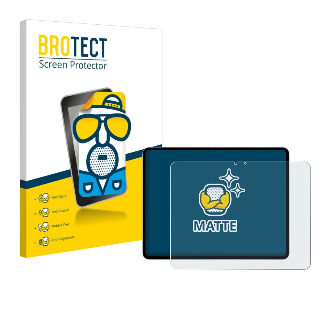 Vorderseite einer Produktverpackung mit dem Markenlogo BROTECT. Daneben ist das Gerät Apple iPad Air 13