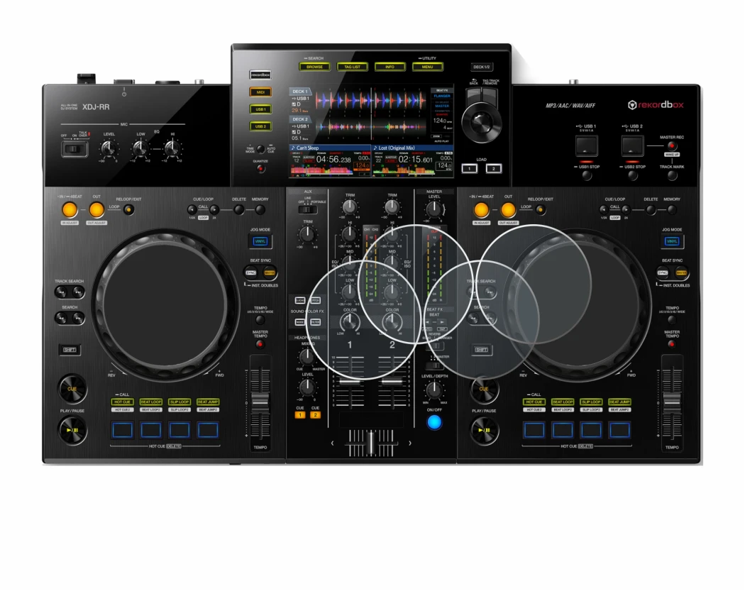 Abbildung des Geräts Pioneer XDJ -RR (Jog) mit einer Vielzahl des Displayschutzes.