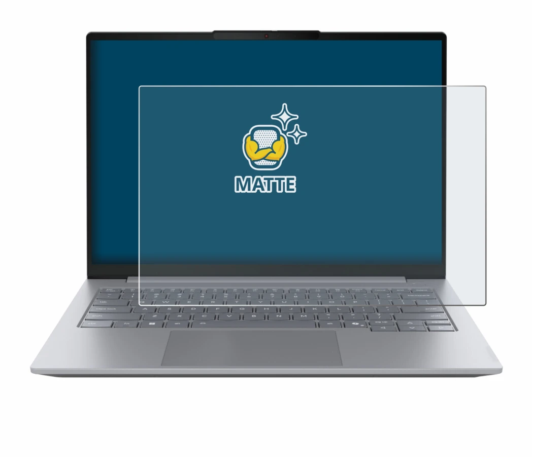 Abbildung des Geräts Lenovo ThinkBook 14 Gen 8 mit einer Vielzahl des Displayschutzes.