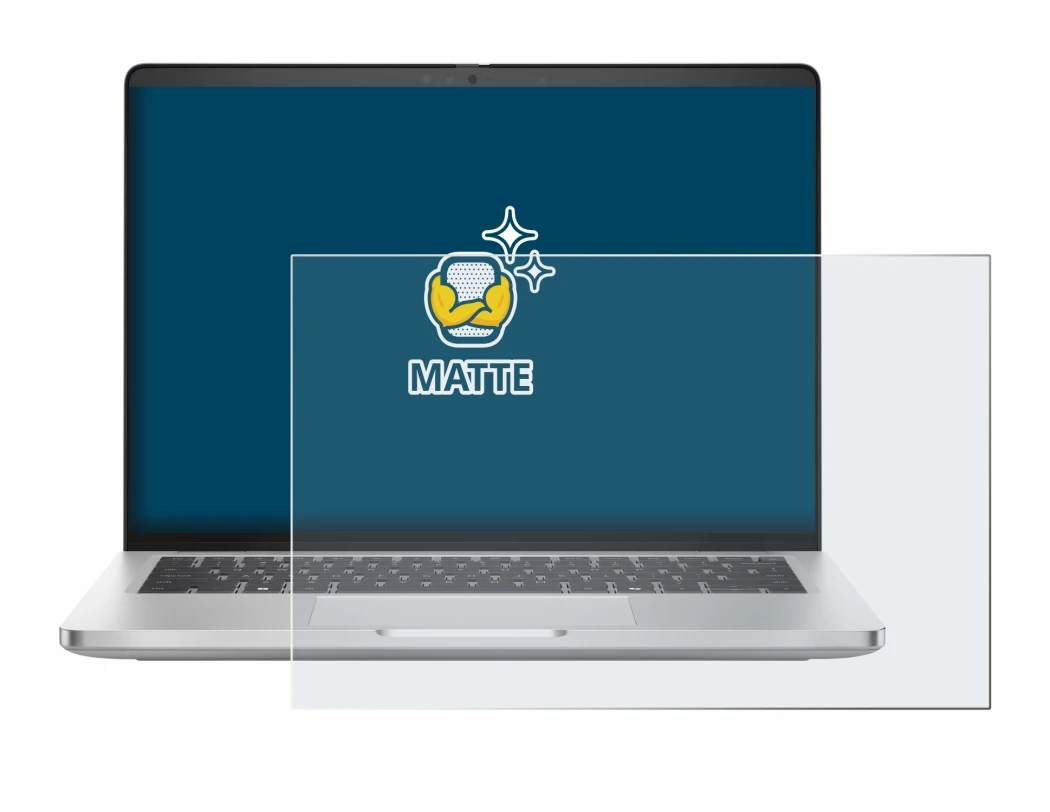 Abbildung des Geräts Dell Pro 14 Plus PB14250 mit einer Vielzahl des Displayschutzes.