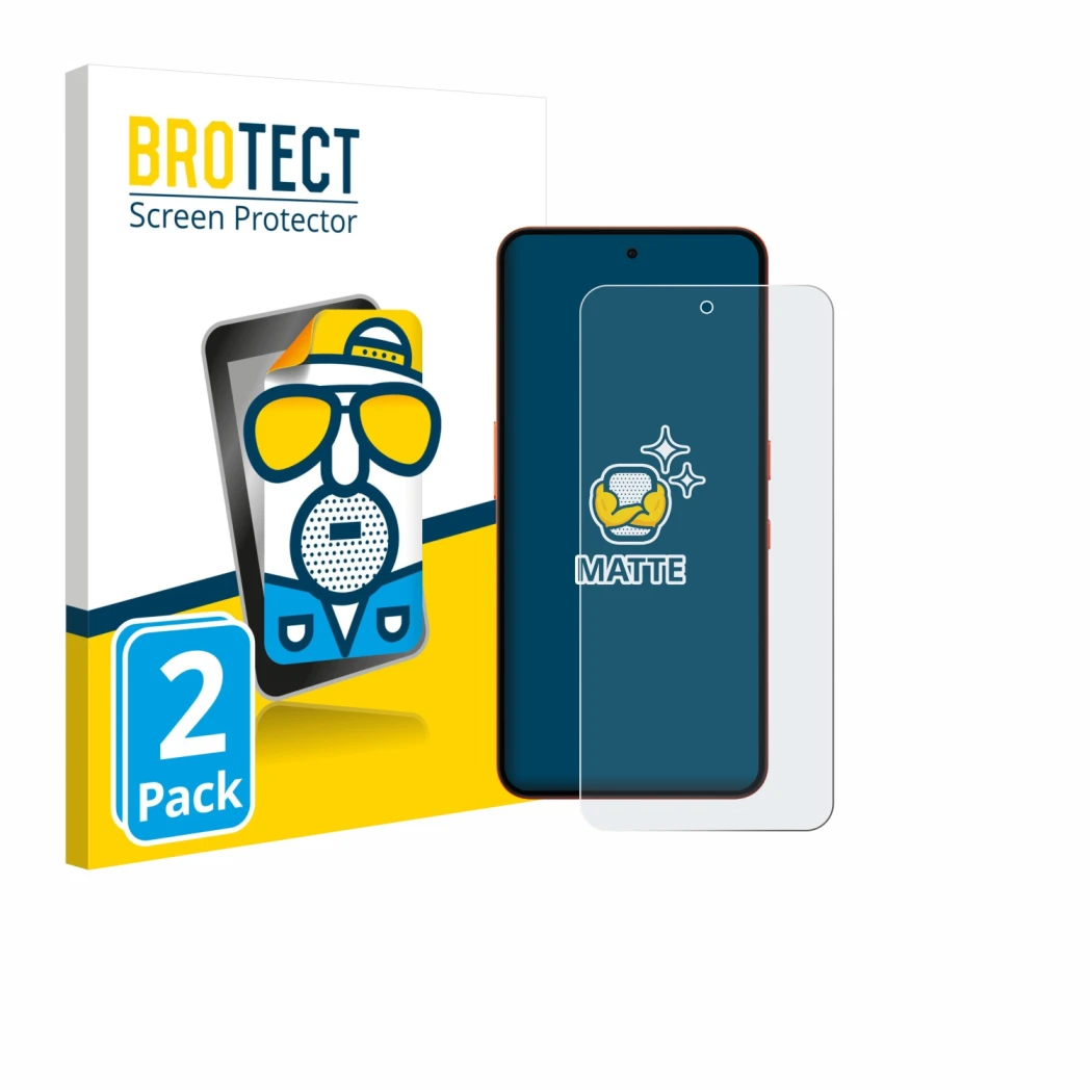 Vorderseite einer Produktverpackung mit dem Markenlogo BROTECT. Daneben ist das Gerät Nothing CMF Phone 2 Pro mit dem zugehöri